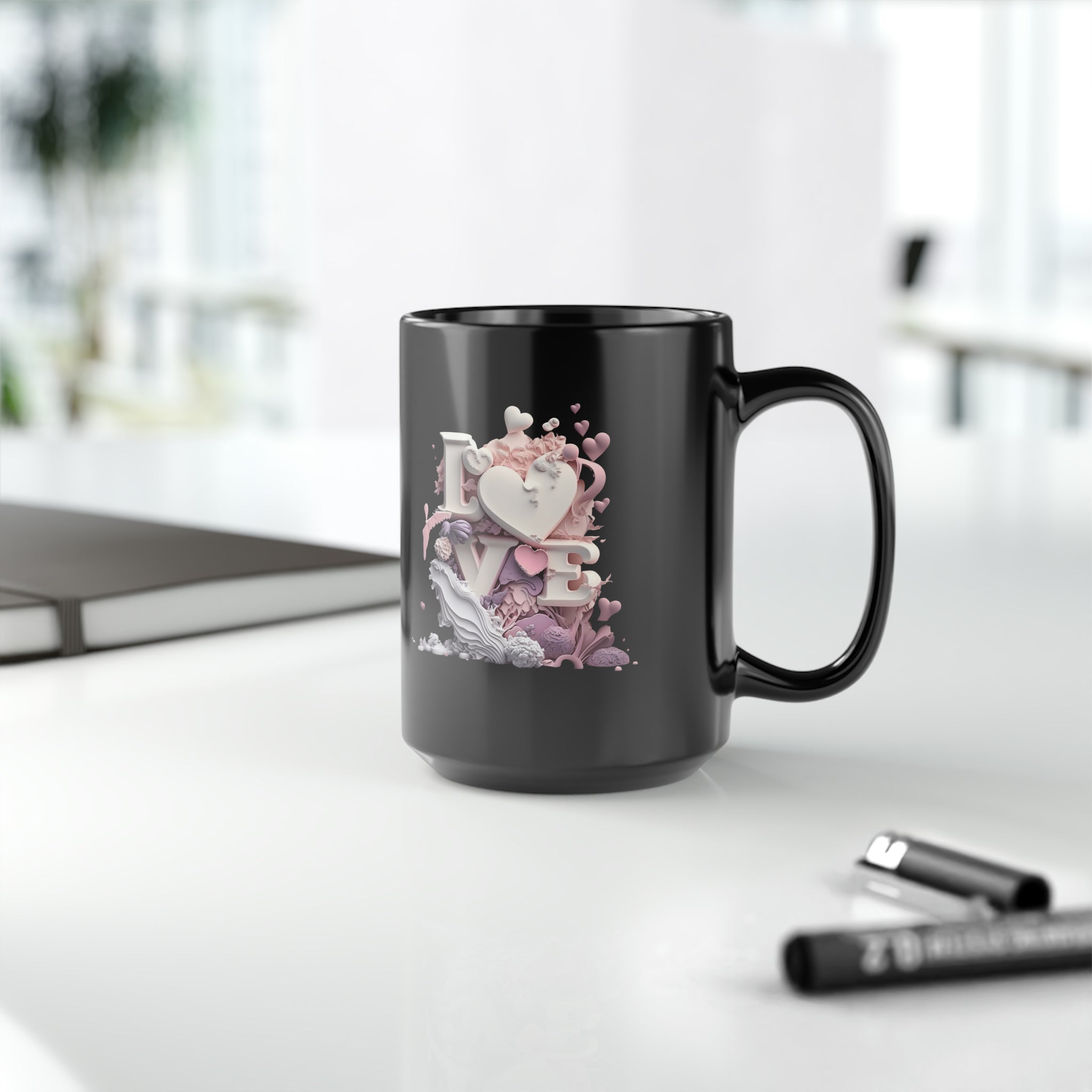 LOVE 3D Graphic Black Mug LOVE 3D Graphic Black Mug