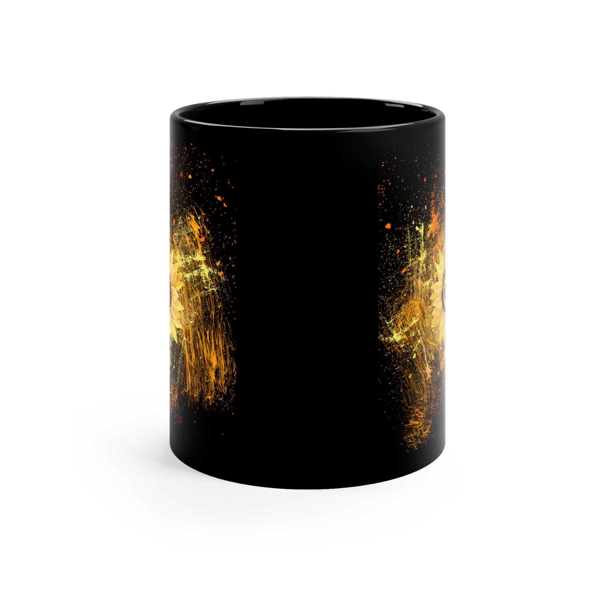 Sunflower Ink Splash 11oz Black Mug Sunflower Ink Splash 11oz Black Mug
