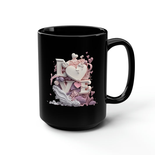 LOVE 3D Graphic Black Mug