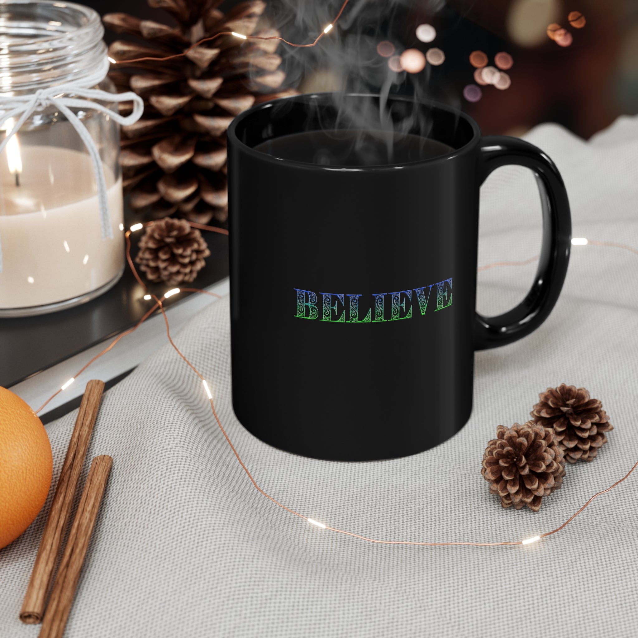 Believe 11oz Black Mug Believe 11oz Black Mug