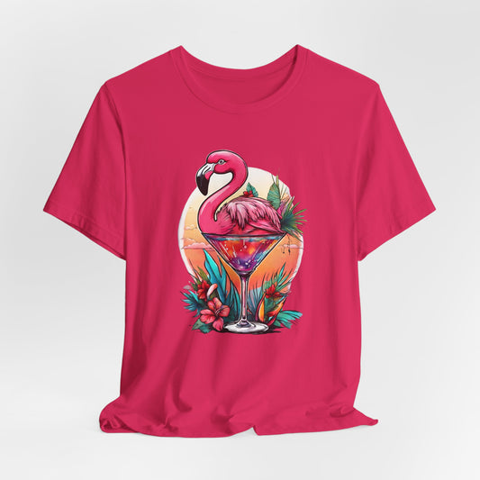 Vintage Flamingo Tee, Tropical Shirt, Summer Vibes T-Shirt, Beach Party Apparel, Cocktail Lover Gift