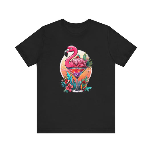 Vintage Flamingo Tee, Tropical Shirt, Summer Vibes T-Shirt, Beach Party Apparel, Cocktail Lover Gift