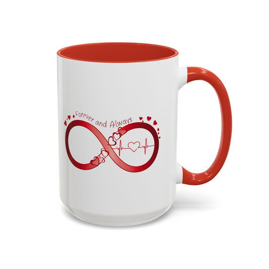 Romantic Heartbeat Accent Coffee Mug - Forever and Always Design