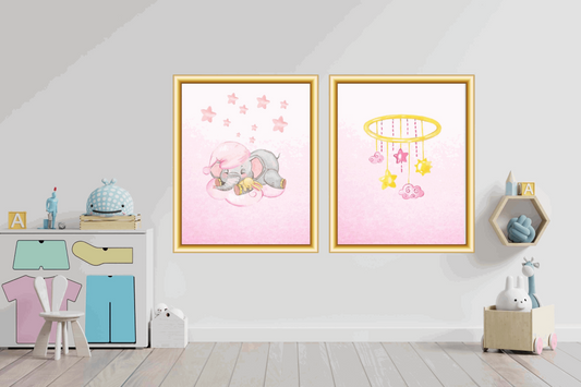 Elephant Girl On Cloud, Toy - Nursery Wall Art Barty life