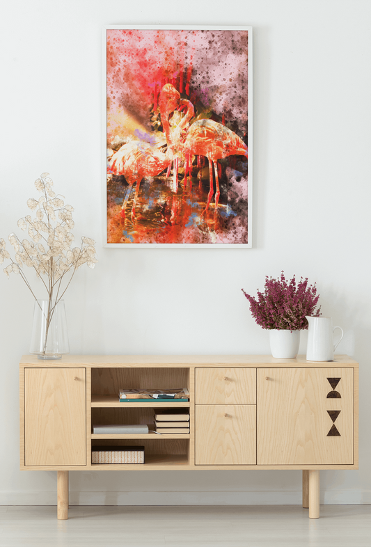 Flamingos watercolor art Barty life