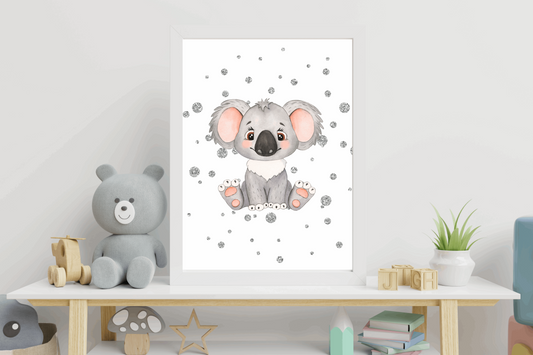 Koala, Silver Glitter - Nursery Wall Art Barty life