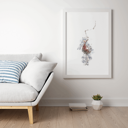 Glass Of Wine Ink Wall Art Barty life