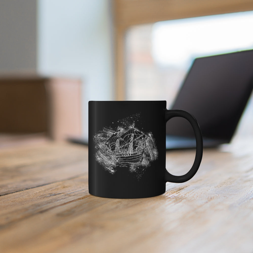 Ship Ink Splash 11oz Black Mug Barty life Ship Ink Splash 11oz Black Mug Barty life