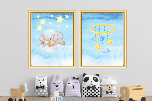 Elephant On The Cloud, Toy- Nursery Wall Art Barty life