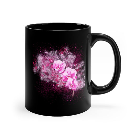 Orchid Ink Splash 11oz Black Mug Barty life