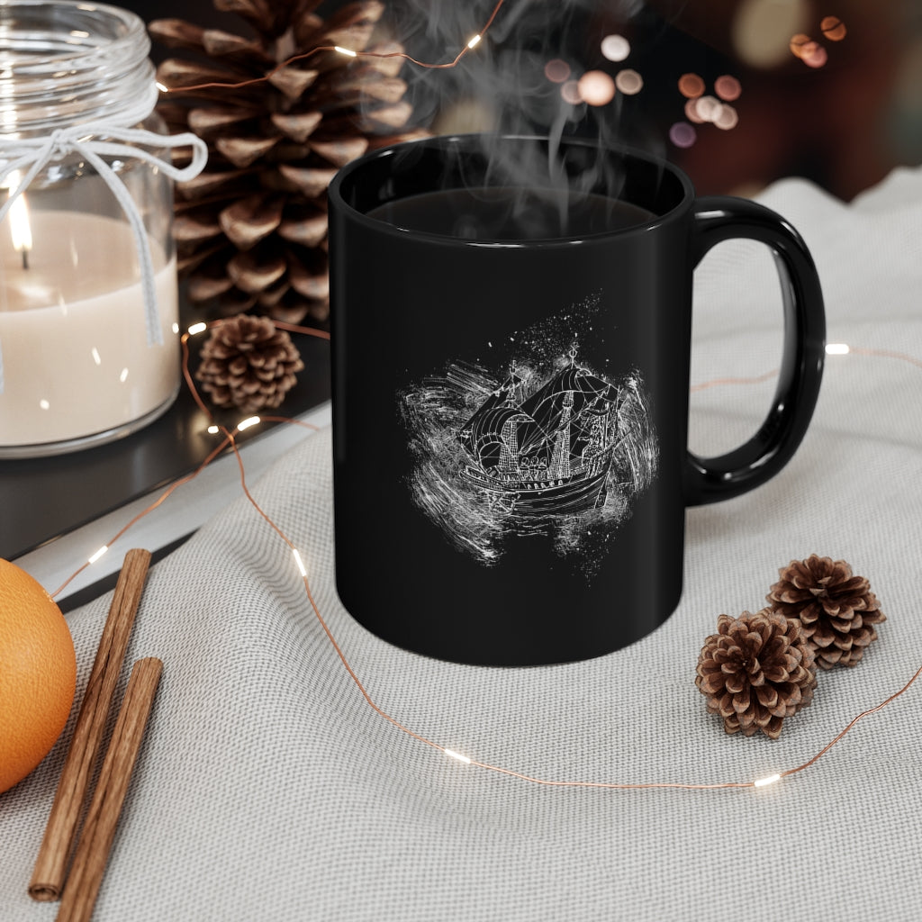 Ship Ink Splash 11oz Black Mug Barty life Ship Ink Splash 11oz Black Mug Barty life