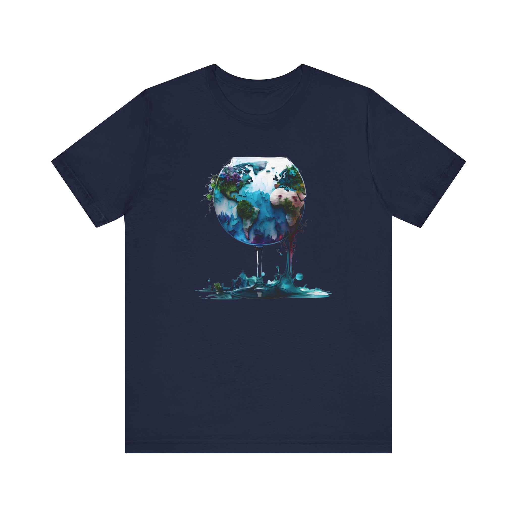 Artistic World Map T-Shirt - Perfect for Travel Lovers | Unique Wine Glass Design Unisex