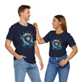 Dynamic Nautical T-Shirt - Ship Wheel & Ocean Waves Design Unisex