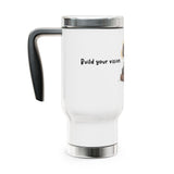 Travel Mug — "Build Your Vision" Coffee Tumbler with Inspirational Books & Lightbulb Design, 14oz Stainless Steel