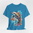 Colorful Dolphin T-Shirt - Vibrant Floral and Ocean Design