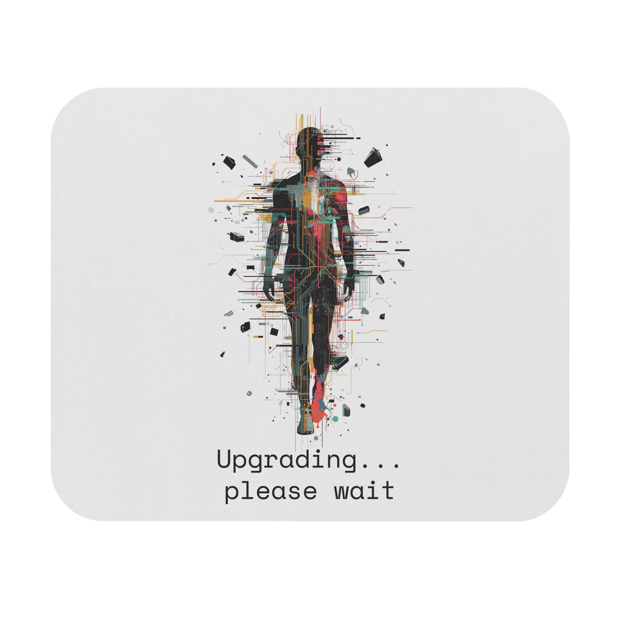 Futuristic Upgrade Mouse Pad – “Upgrading Please Wait” Tech Desk Mat, Minimalist Digital Art Mousepad