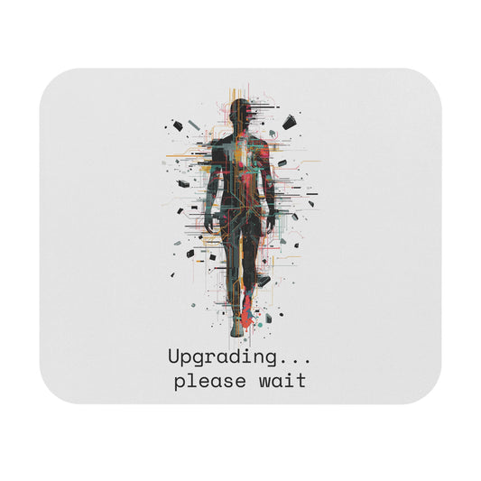 Futuristic Upgrade Mouse Pad – “Upgrading Please Wait” Tech Desk Mat, Minimalist Digital Art Mousepad