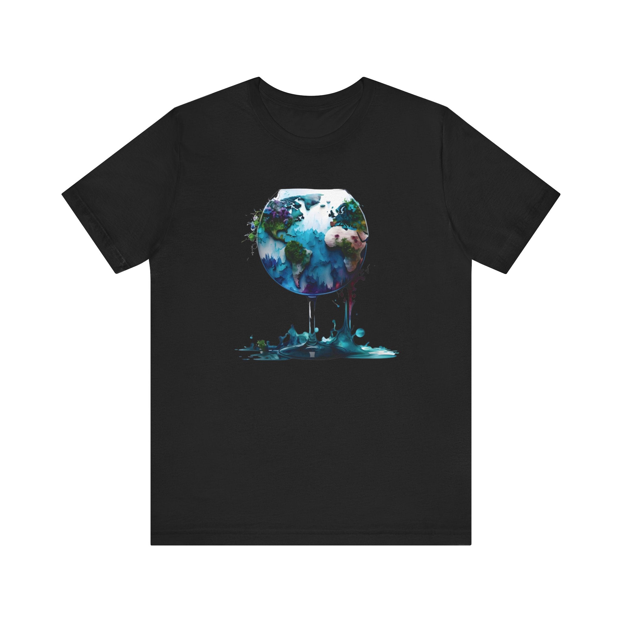 Artistic World Map T-Shirt - Perfect for Travel Lovers | Unique Wine Glass Design Unisex