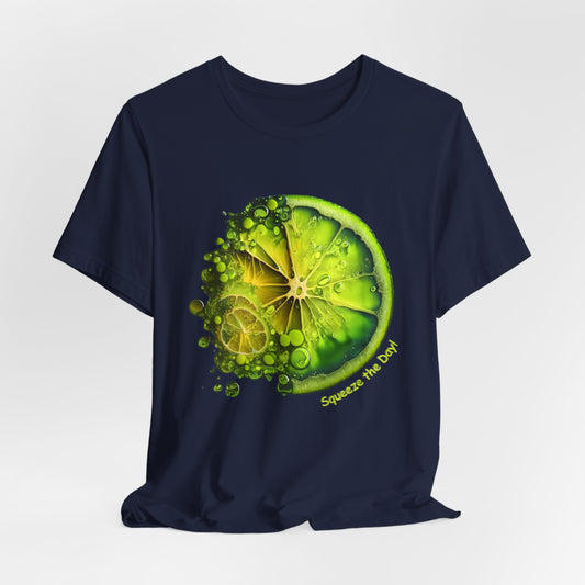 Lime T-Shirt - Vibrant Citrus Graphic Tee 'Squeeze the Day!' Unisex Tee