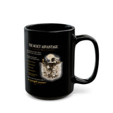 Motivational 'The Quiet Advantage' Black Coffee Mug — Inspirational Skull Design (11oz/15oz)