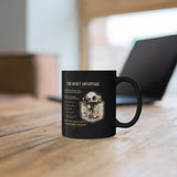 Motivational 'The Quiet Advantage' Black Coffee Mug — Inspirational Skull Design (11oz/15oz)