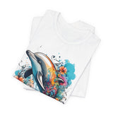 Colorful Dolphin T-Shirt - Vibrant Floral and Ocean Design