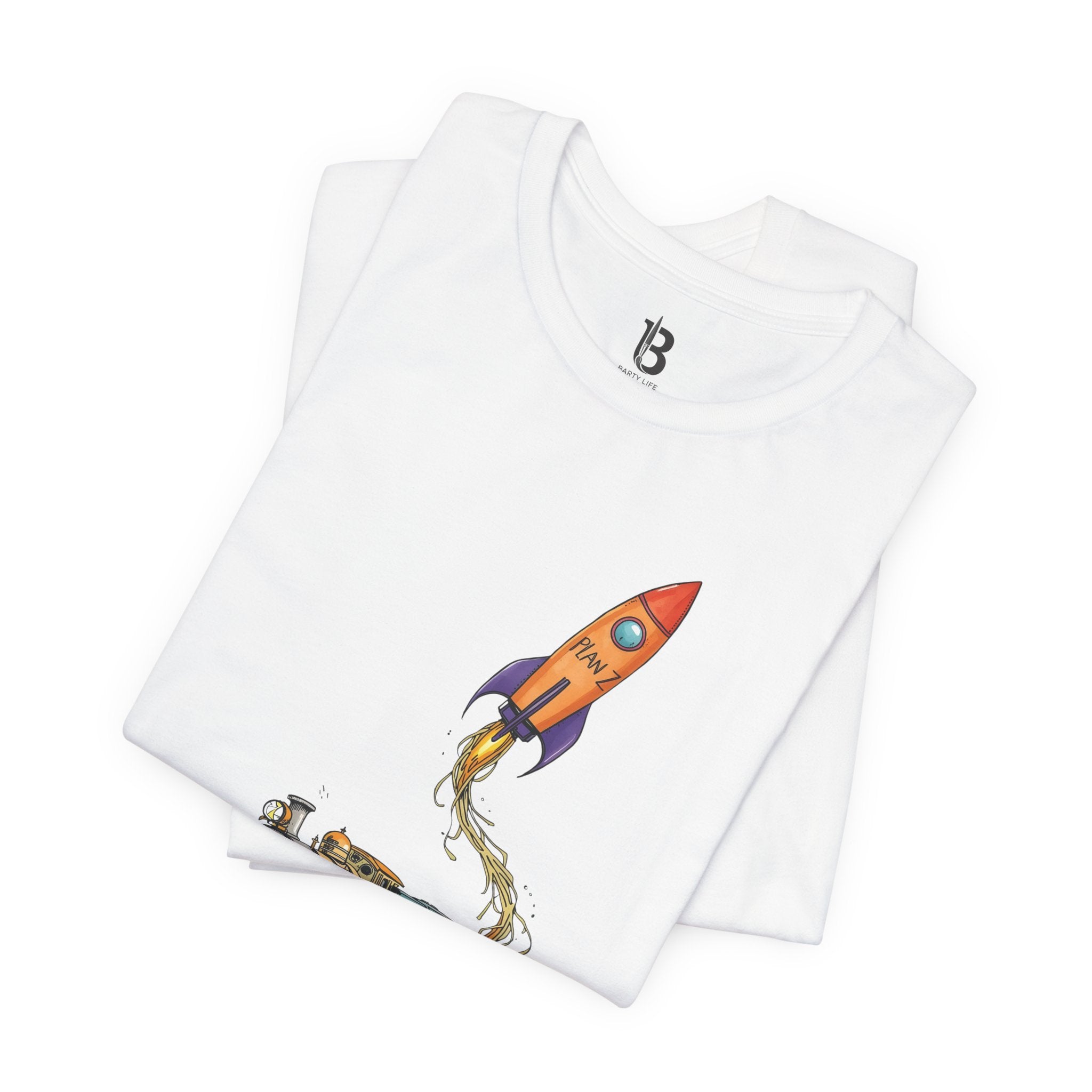 Plan Z Graphic T-Shirt – Motivational Train & Rocket Design Tee, Inspirational Quote Shirt