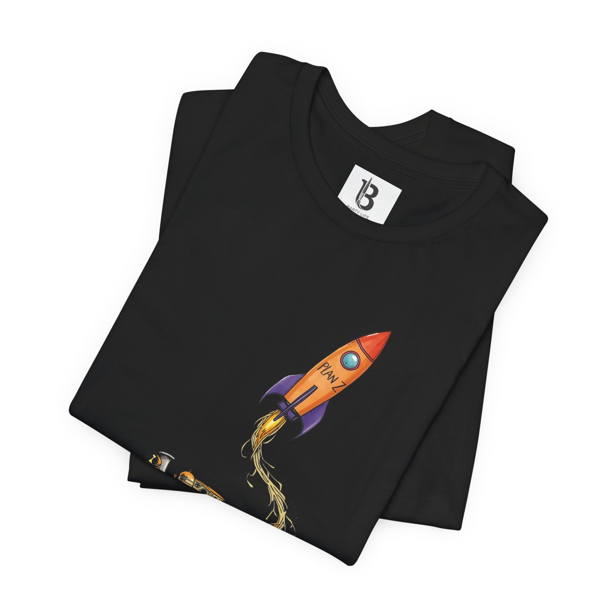 Plan Z Graphic T-Shirt – Motivational Train & Rocket Design Tee, Inspirational Quote Shirt