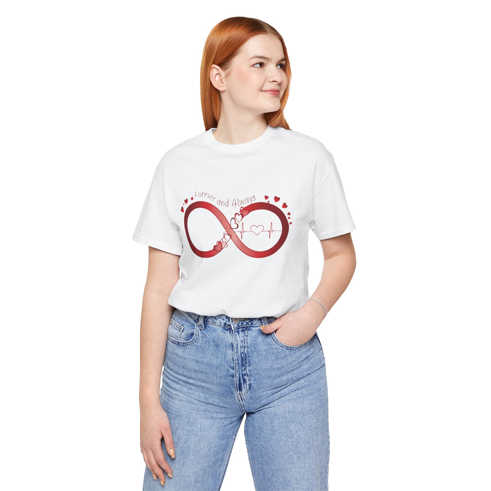 T-Shirt with Infinity Symbol and Hearts Forever and Always Design