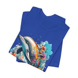 Colorful Dolphin T-Shirt - Vibrant Floral and Ocean Design