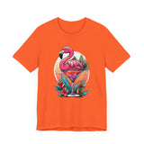 Flamingo Cocktail T-Shirt - Tropical Sunset Vibes  ( Unisex)