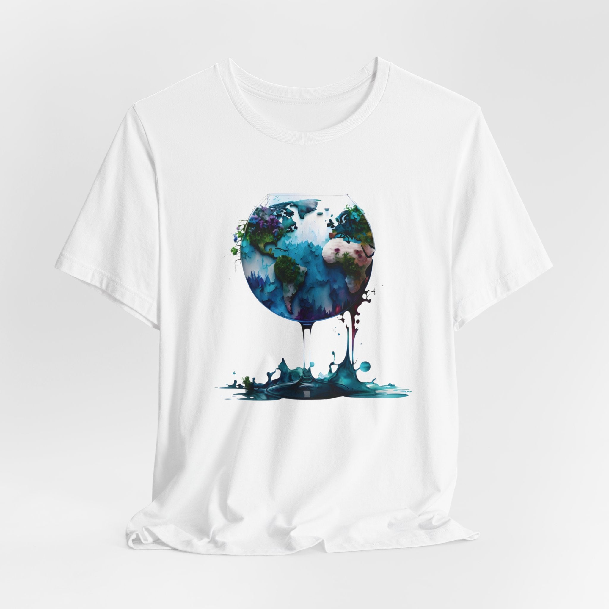 Artistic World Map T-Shirt - Perfect for Travel Lovers | Unique Wine Glass Design Unisex