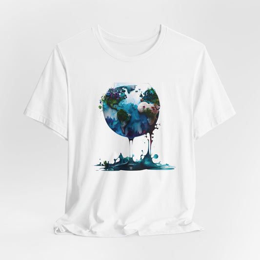 Artistic World Map T-Shirt - Perfect for Travel Lovers | Unique Wine Glass Design Unisex