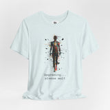 Futuristic Human Upgrade T-Shirt – “Upgrading... Please Wait” Graphic Tee, Minimal Tech Art Shirt, Unisex Streetwear