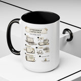 White mug with black interior and handles, featuring the word 'Habibi' in blue and Arabic script.