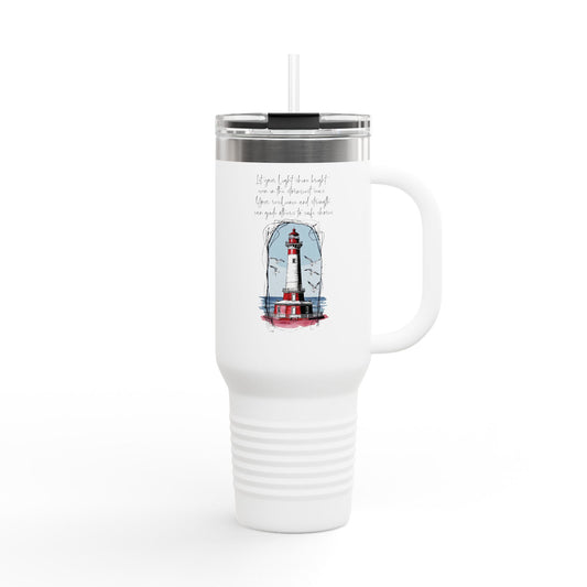 Inspirational Lighthouse Insulated Travel Mug - 40oz, Perfect for Adventure Seekers