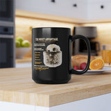 Motivational 'The Quiet Advantage' Black Coffee Mug — Inspirational Skull Design (11oz/15oz)