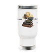 Travel Mug — "Build Your Vision" Coffee Tumbler with Inspirational Books & Lightbulb Design, 14oz Stainless Steel