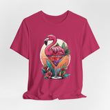 Flamingo Cocktail T-Shirt - Tropical Sunset Vibes  ( Unisex)