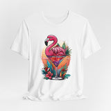 Flamingo Cocktail T-Shirt - Tropical Sunset Vibes  ( Unisex)