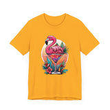 Flamingo Cocktail T-Shirt - Tropical Sunset Vibes  ( Unisex)