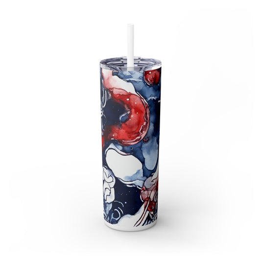 Nautical abstract with lighthouse  Skinny Tumbler with Straw, 20oz