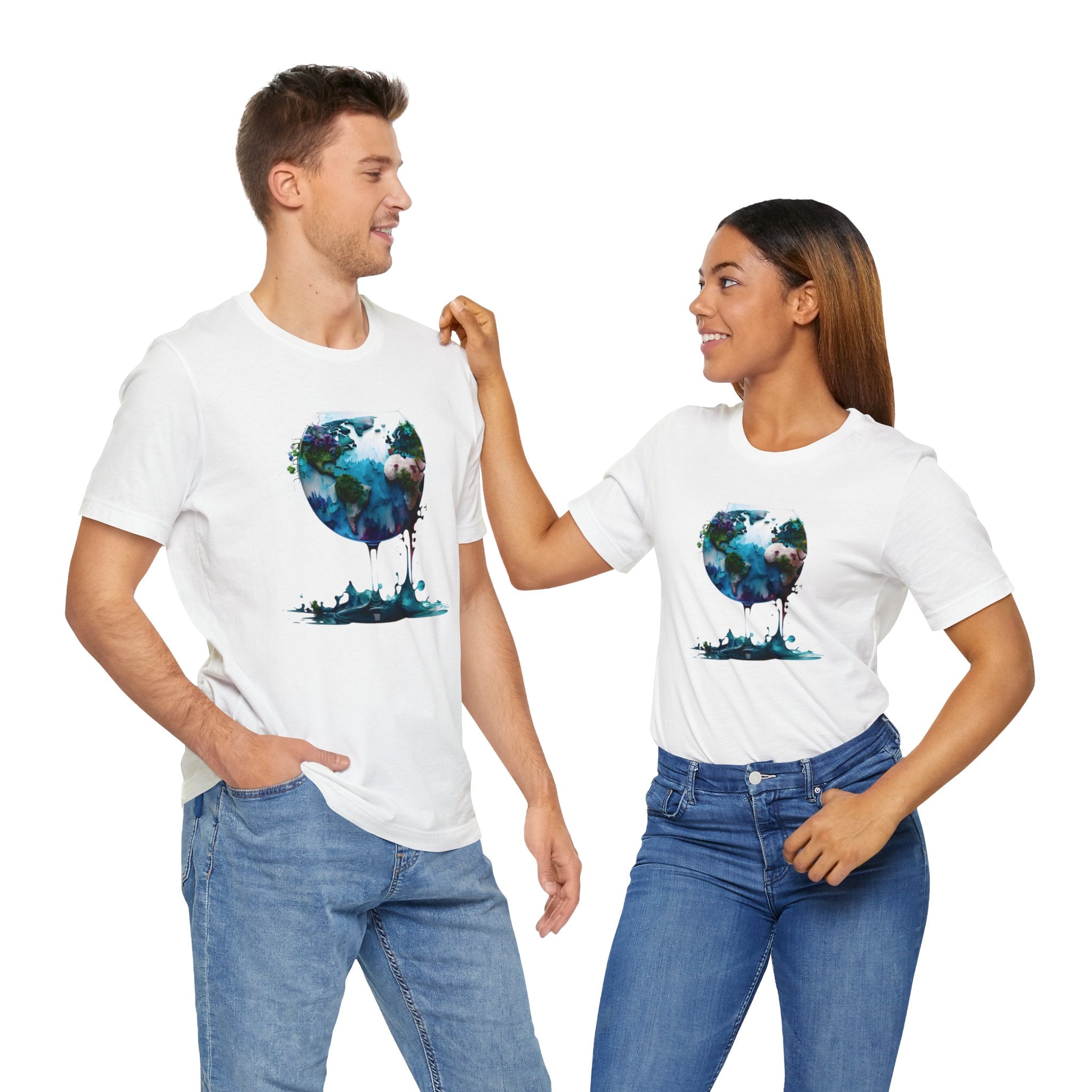 Artistic World Map T-Shirt - Perfect for Travel Lovers | Unique Wine Glass Design Unisex