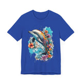 Colorful Dolphin T-Shirt - Vibrant Floral and Ocean Design