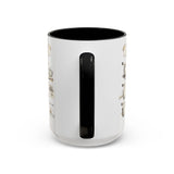 White mug with black interior and handle on a white background