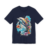 Colorful Dolphin T-Shirt - Vibrant Floral and Ocean Design