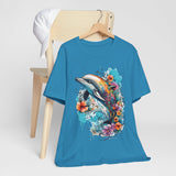 Colorful Dolphin T-Shirt - Vibrant Floral and Ocean Design