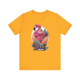 Flamingo Cocktail T-Shirt - Tropical Sunset Vibes  ( Unisex)