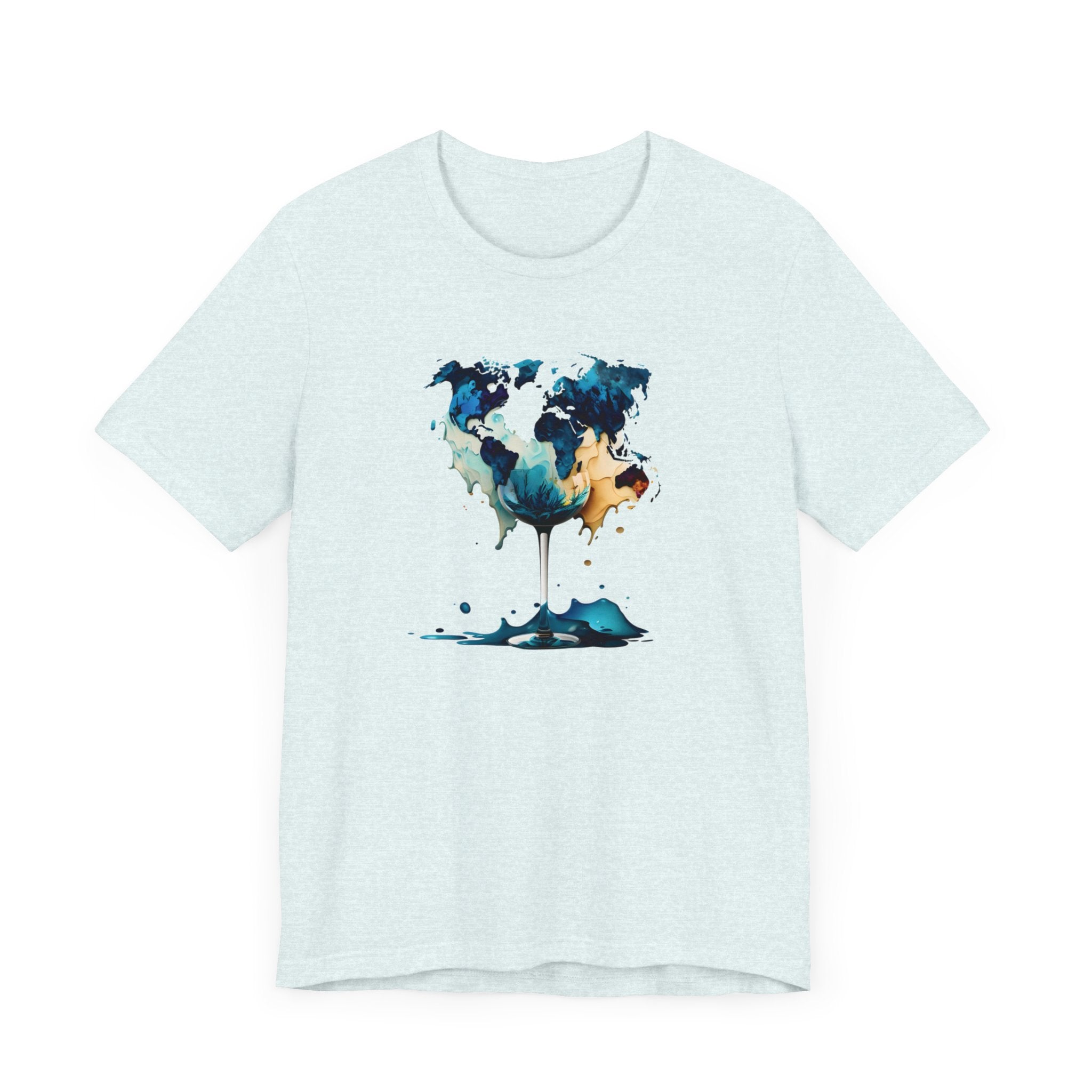 Artistic World Map Wine Glass T-Shirt - Unique Graphic Tee Unisex