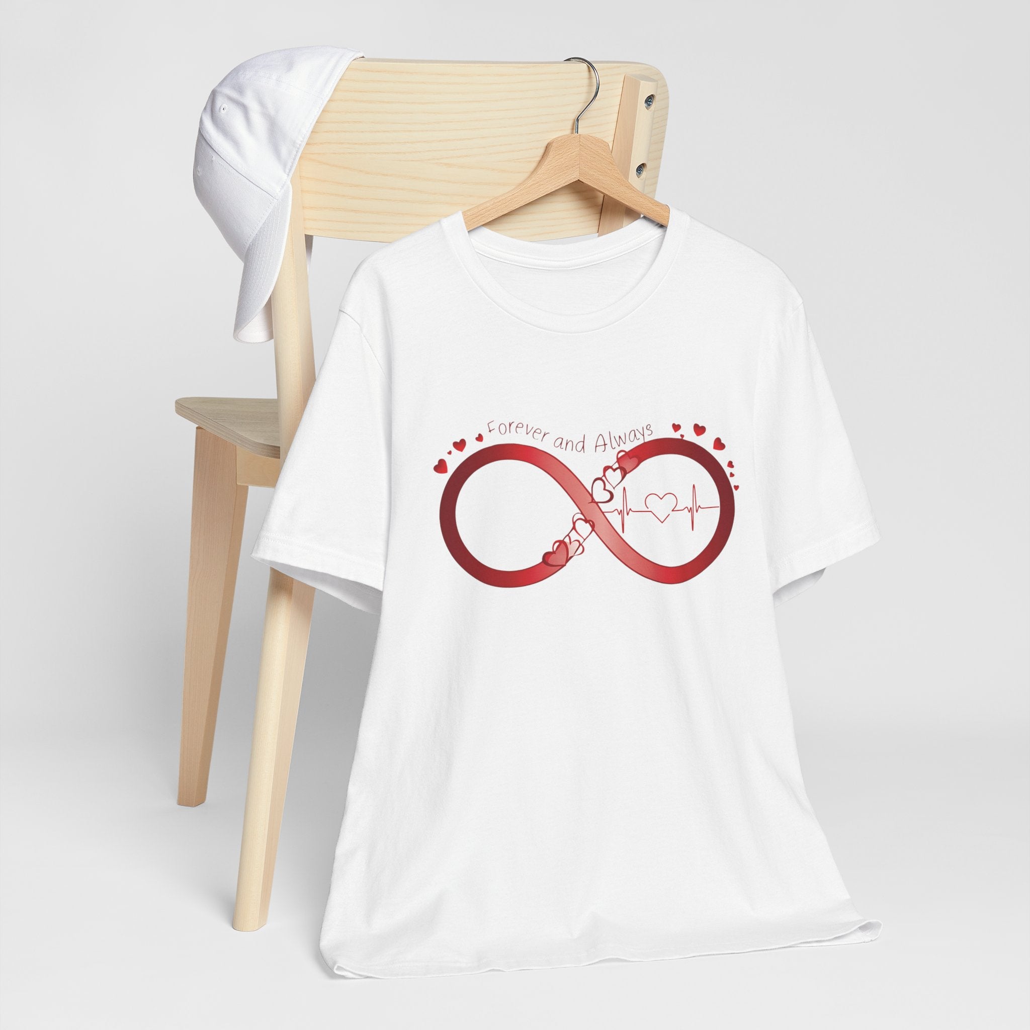 T-Shirt with Infinity Symbol and Hearts Forever and Always Design